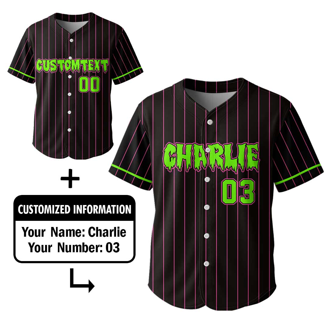 Respect The Drip - Custom Black Green Halloween Baseball Jersey