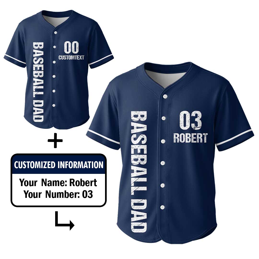 Baseball Dad My Favorite Baseball Player Call Me Dad - Custom Navy White Baseball Jersey