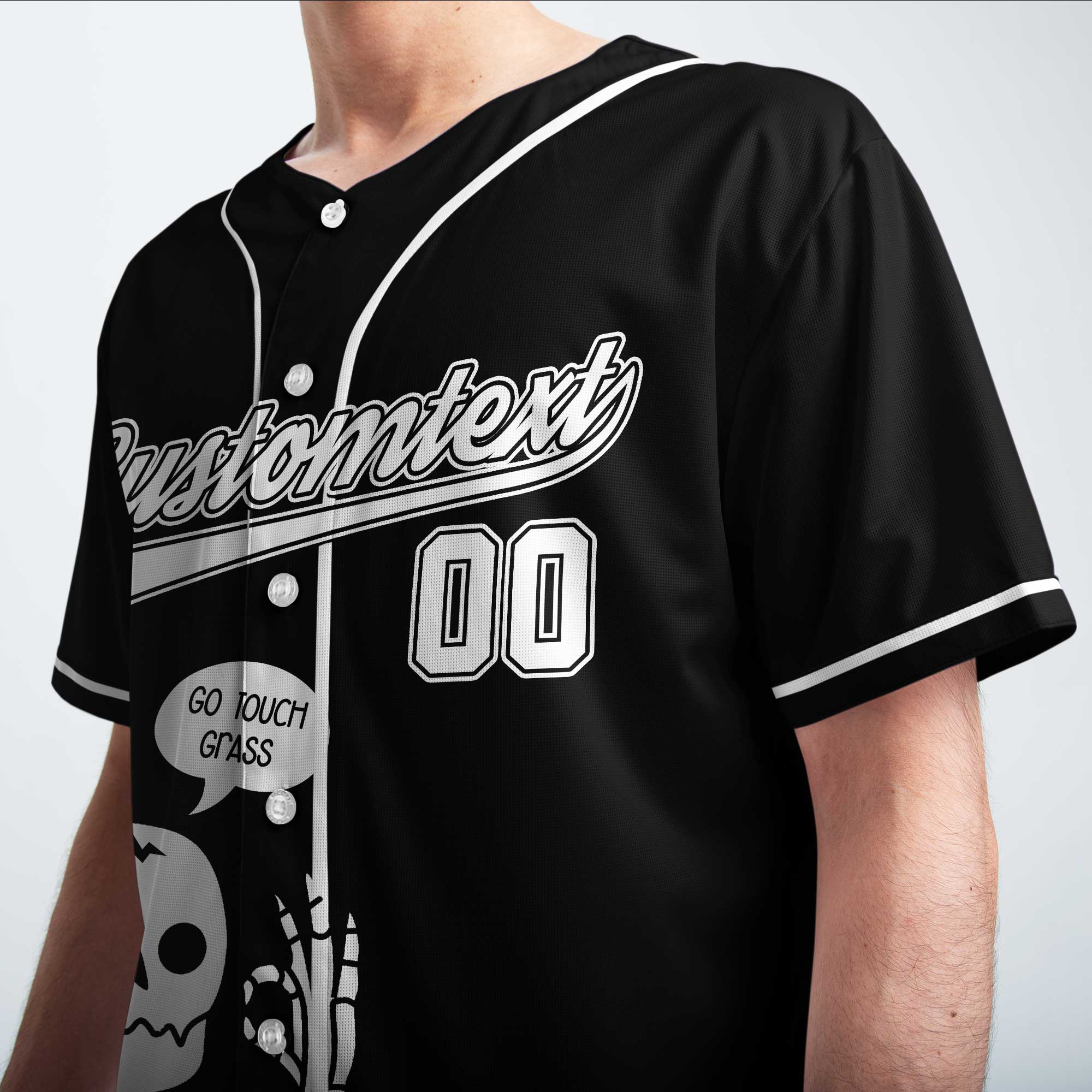 Here To Touch Grass - Custom Black Baseball Jersey