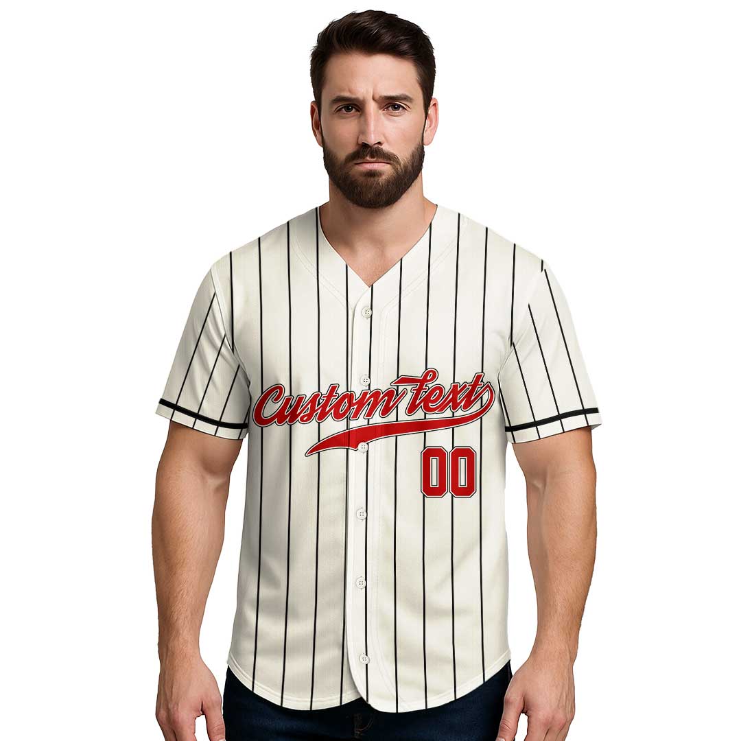 Stressed Blessed Baseball Obsessed - Custom Cream with Black Stripes Baseball Jersey