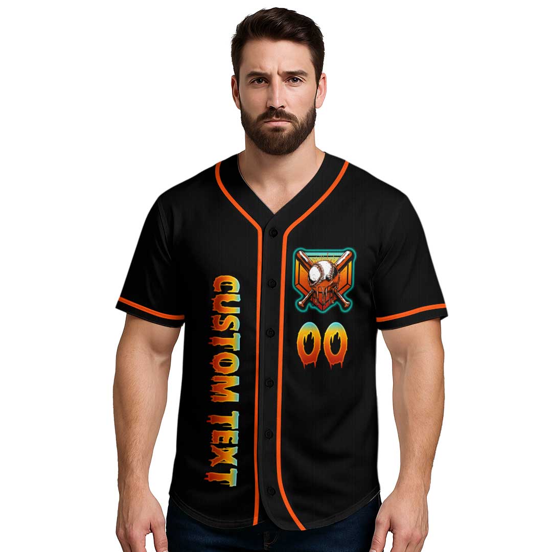 Hat Trick Or Treat - Custom Black and Orange Baseball Jersey