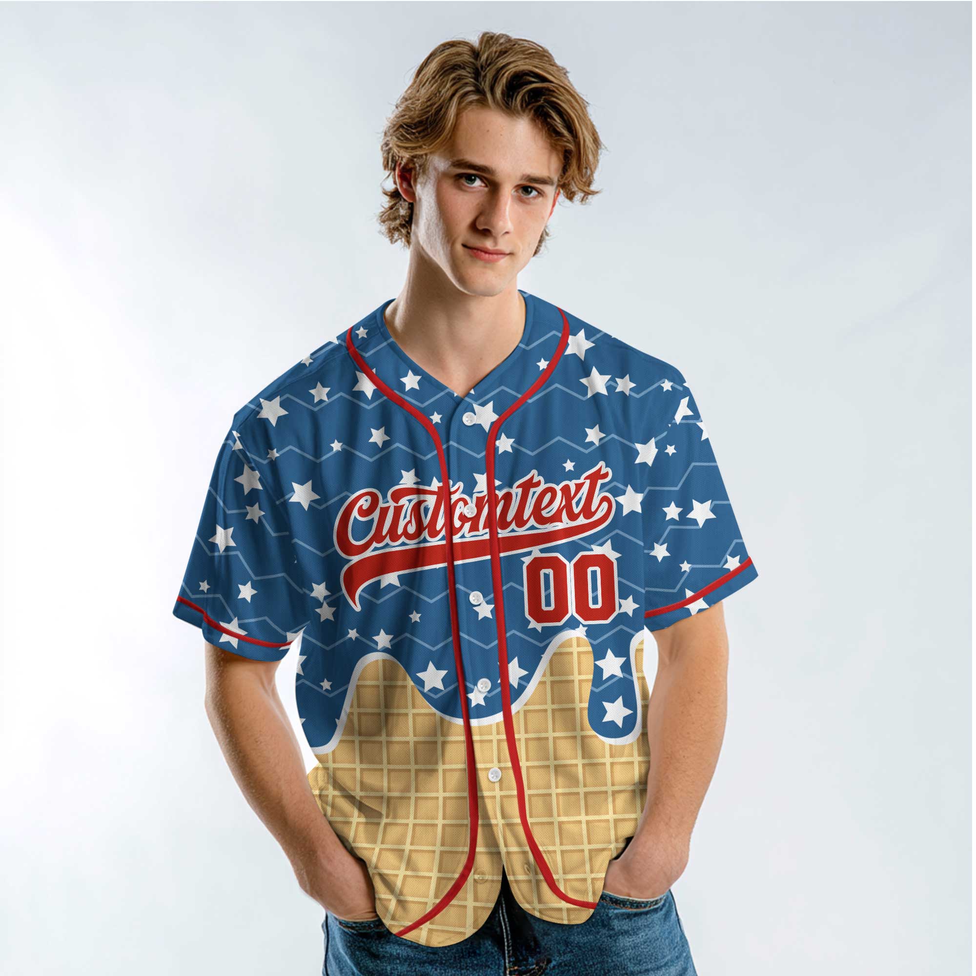 America's Favourite Pastime - Custom 4th Of July Ice Cream Baseball Jersey