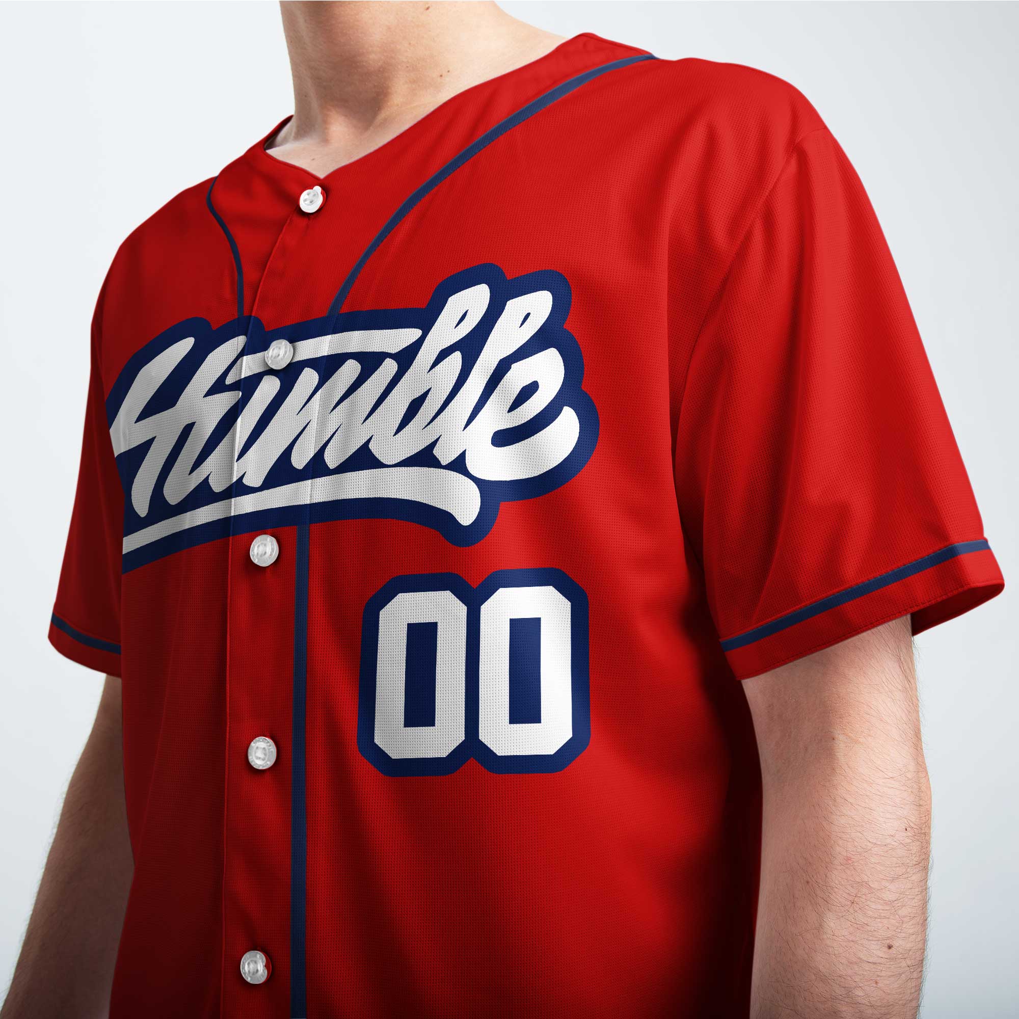 BE HUMBLE - Custom Red Navy Baseball Jersey