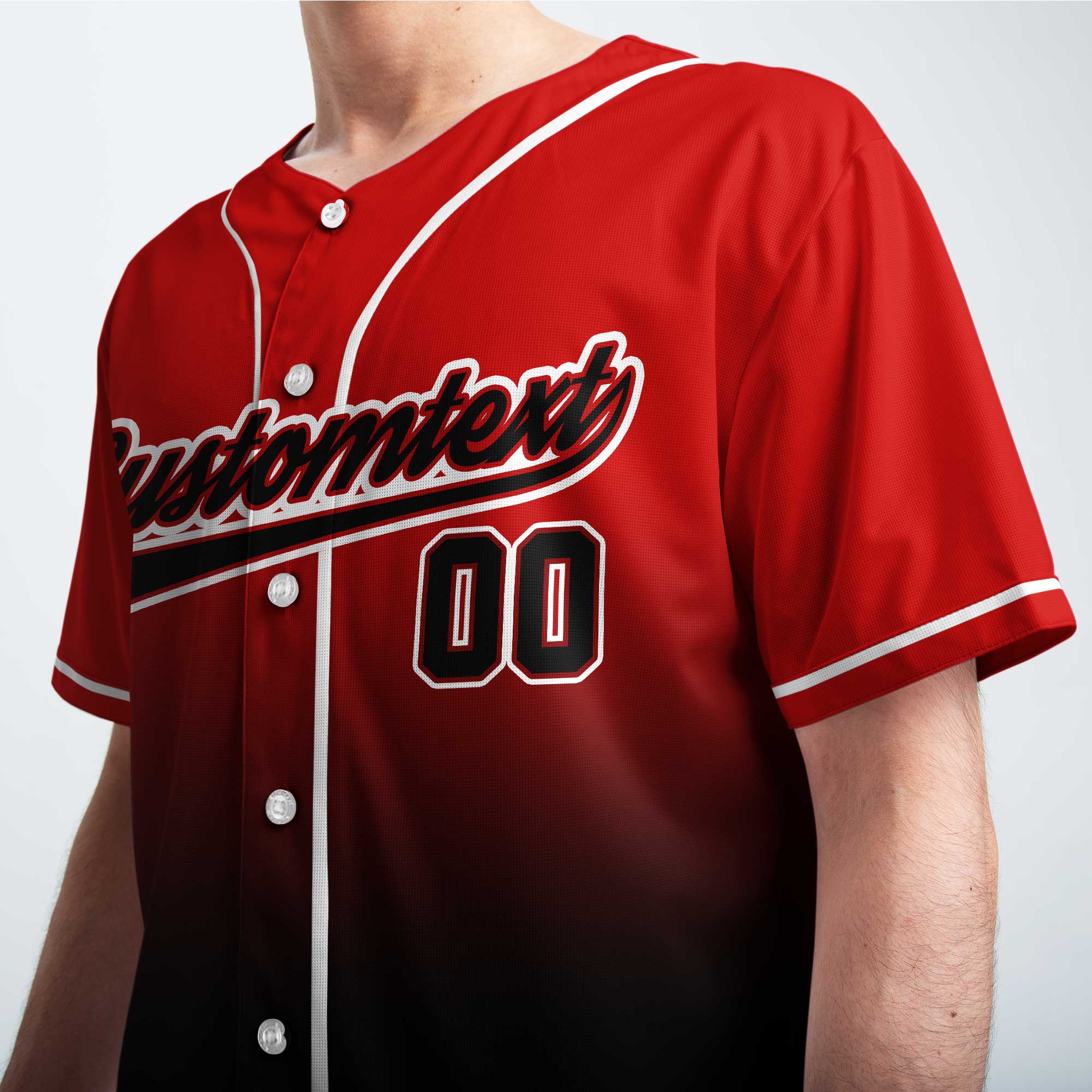 No Days Off - Custom Red Black Gradient Baseball Jersey