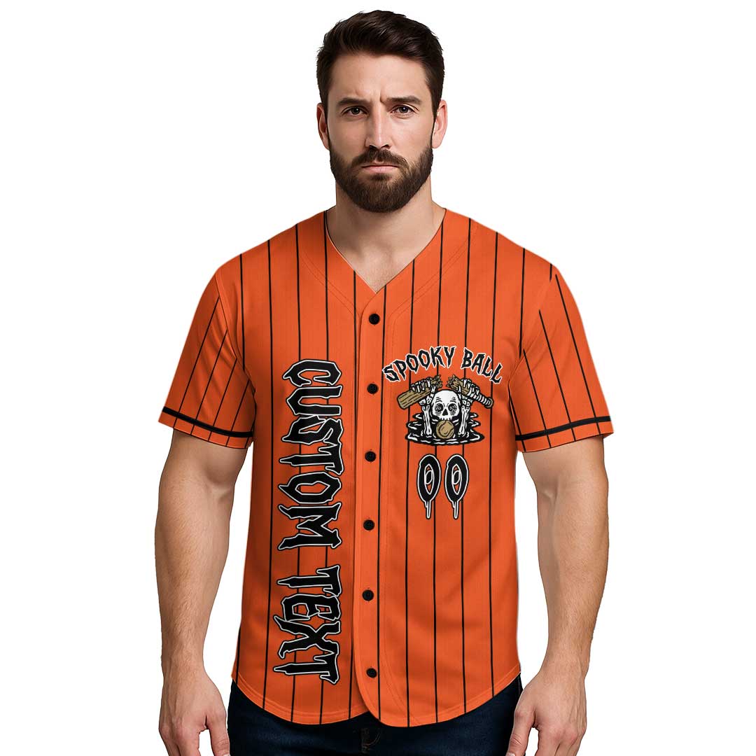 Bat To The Bone - Custom Orange Halloween Baseball Jersey