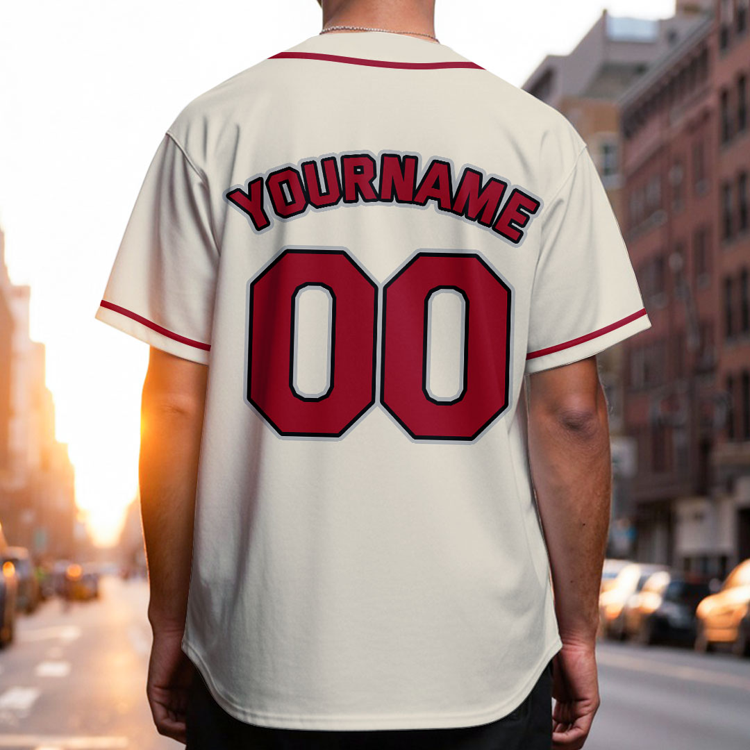 Custom Baseball Jersey with Cream Red Blue Color