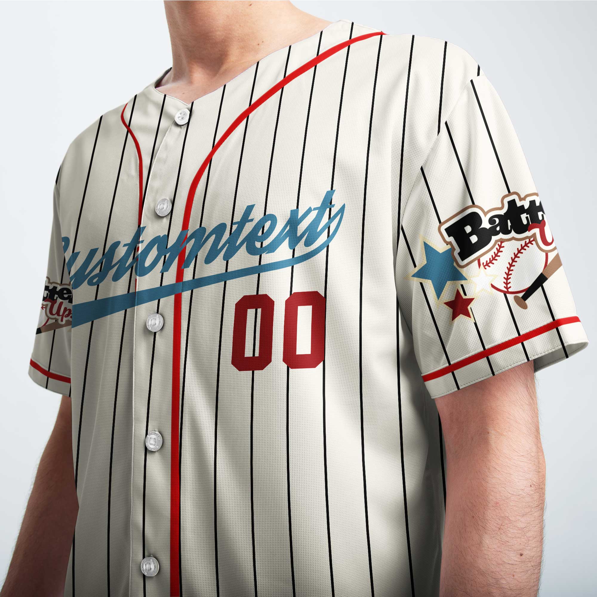 Baseball Slangs - Custom Cream Red Blue Baseball Jersey