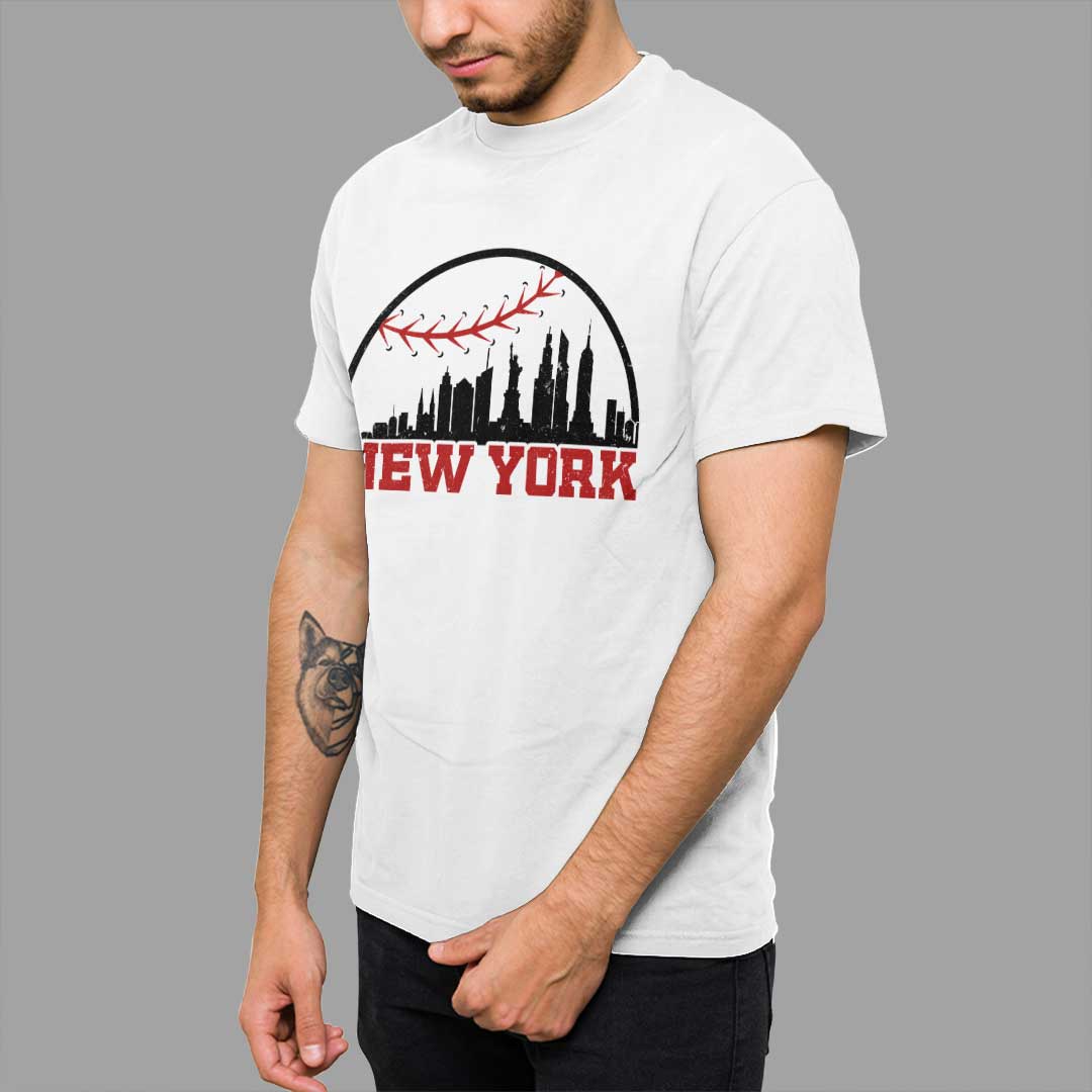 New York State Baseball - Black White Baseball T-Shirt