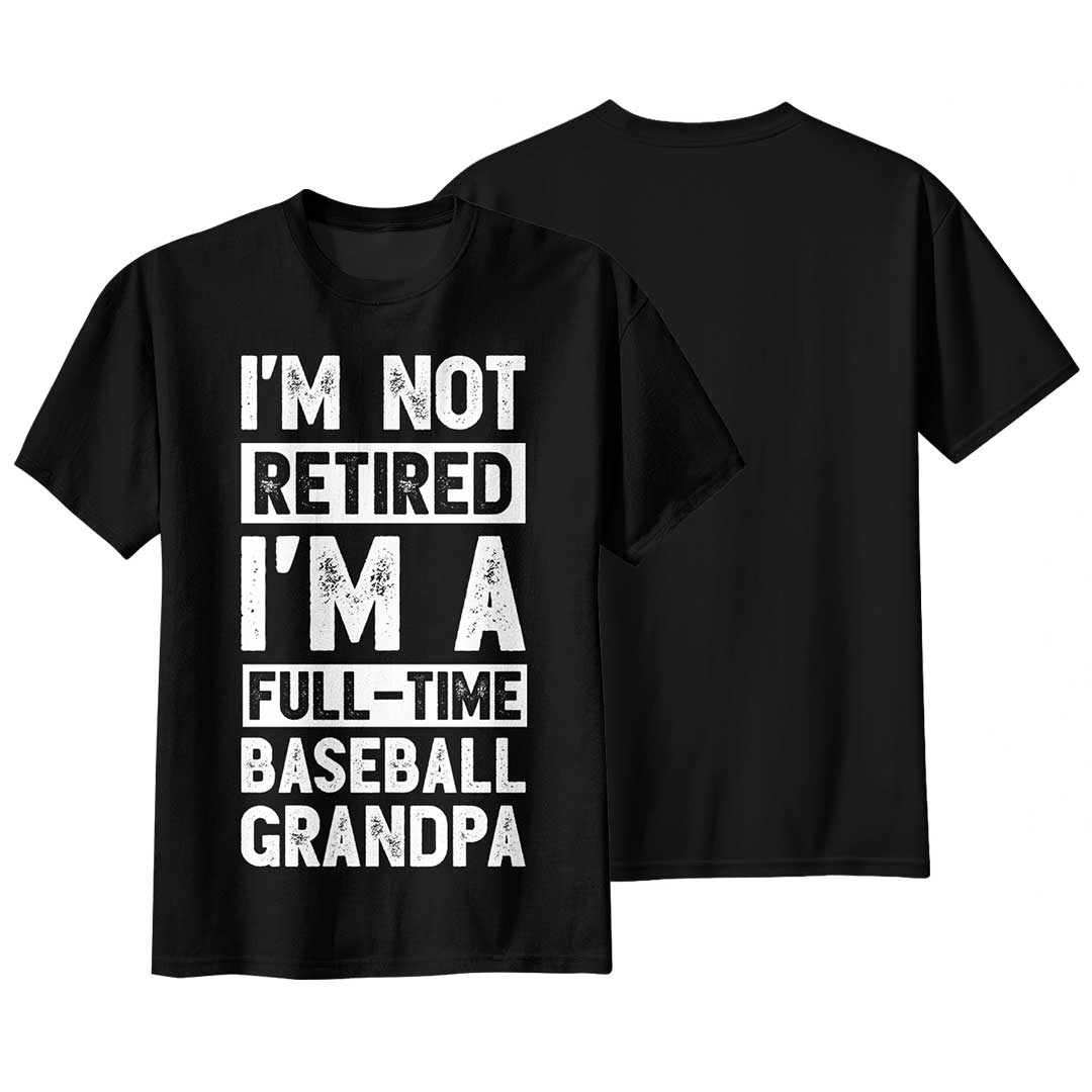 A Fulltime Baseball Grandpa - Black Grey Baseball T-Shirt