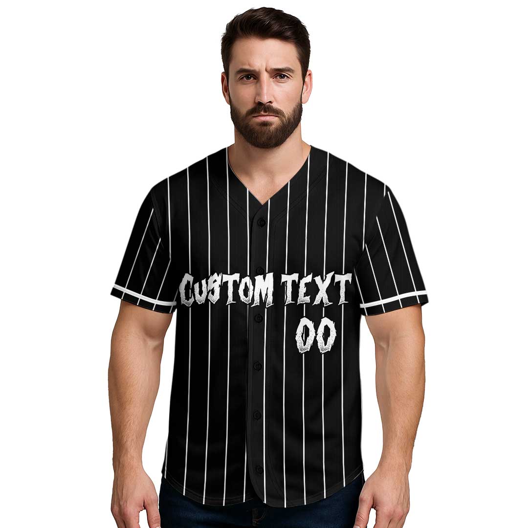 All Hail Base-Haunted-Ball - Custom Black White Halloween Baseball Jersey