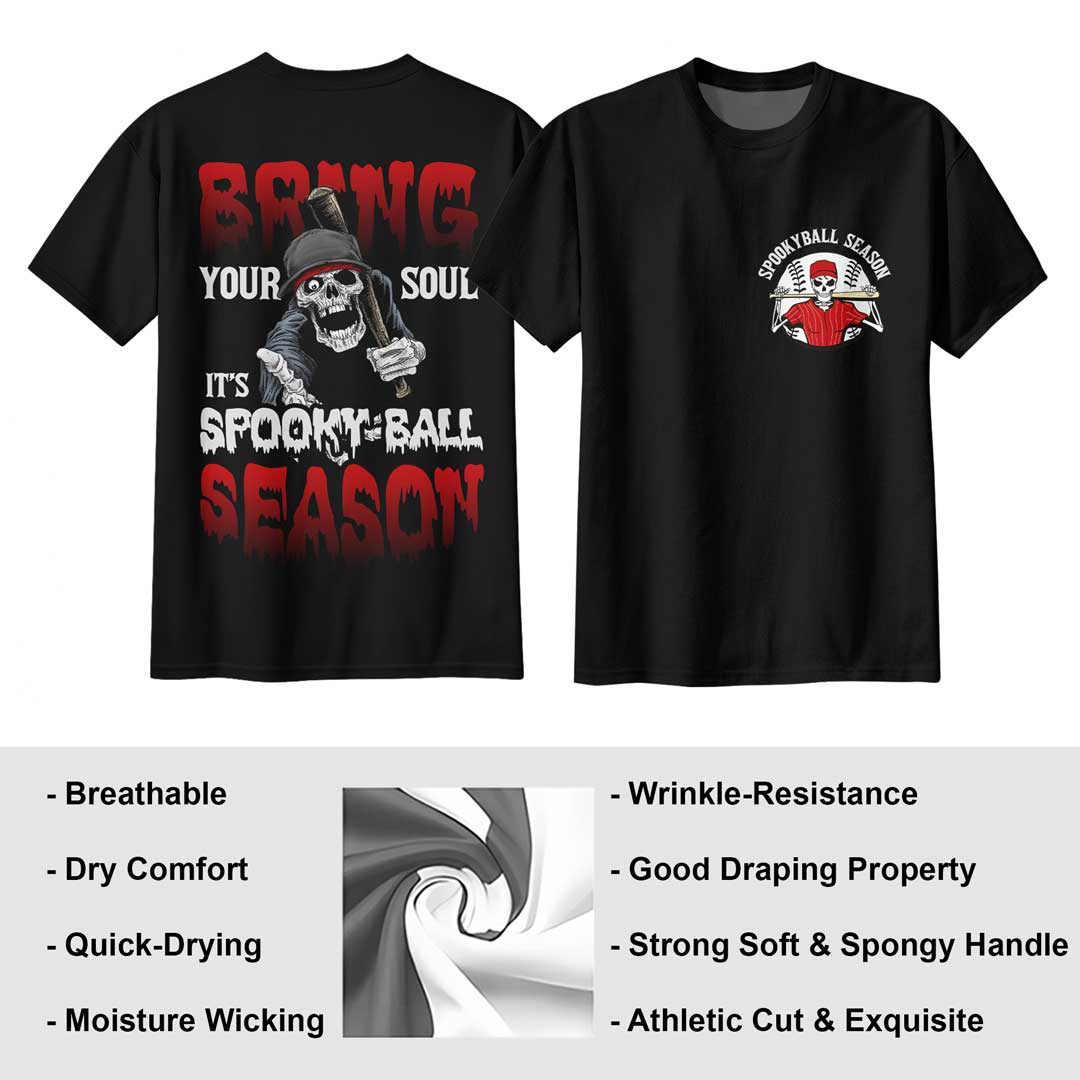 Bring Your Soul Black Baseball Halloween T-Shirt