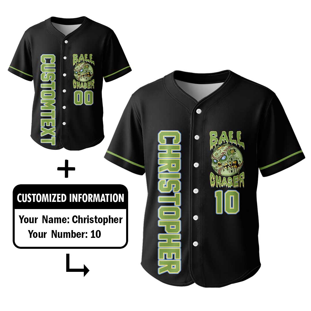 Chase The Undead - Custom Black Halloween Baseball Jersey