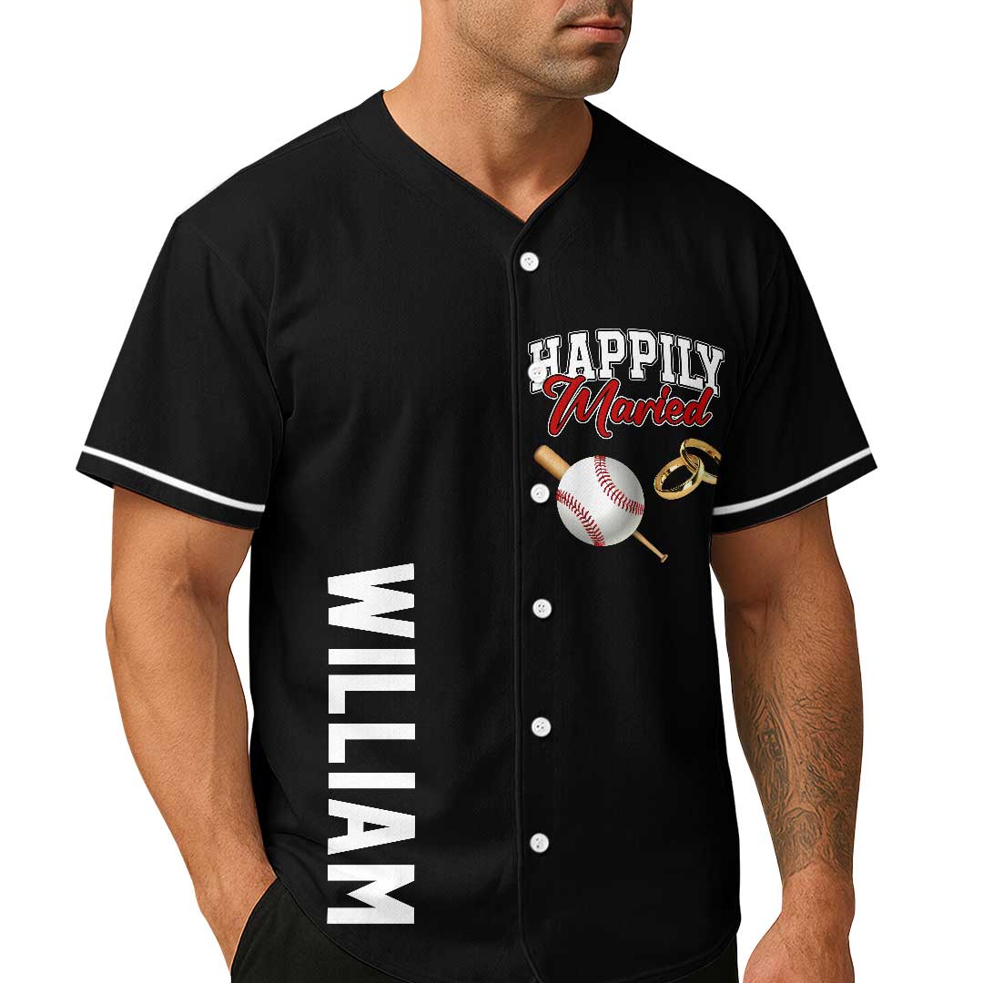 Happily Married - Custom Couple Baseball Jersey