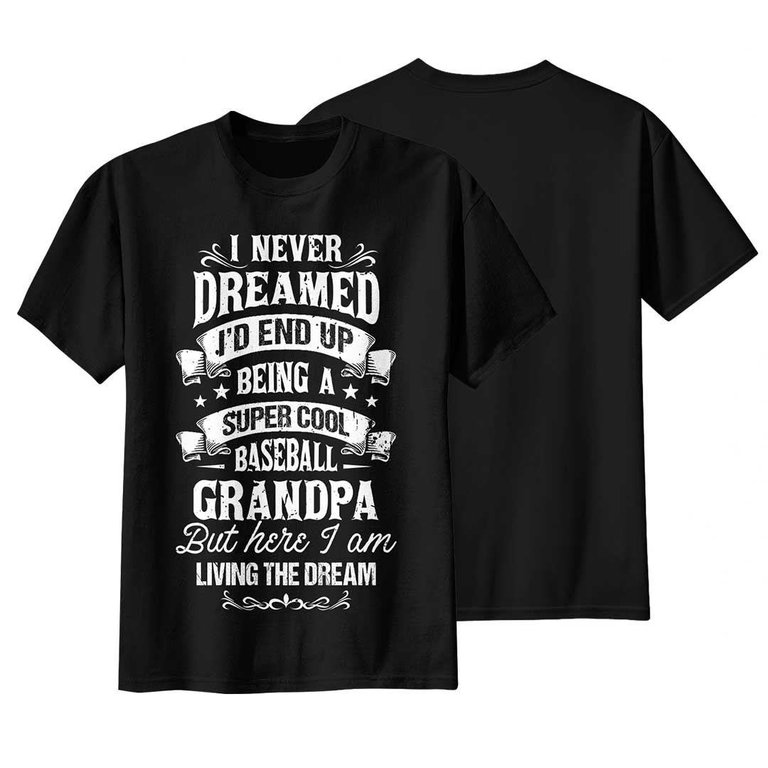 Super Cool Baseball Grandpa - Black White Baseball T-Shirt