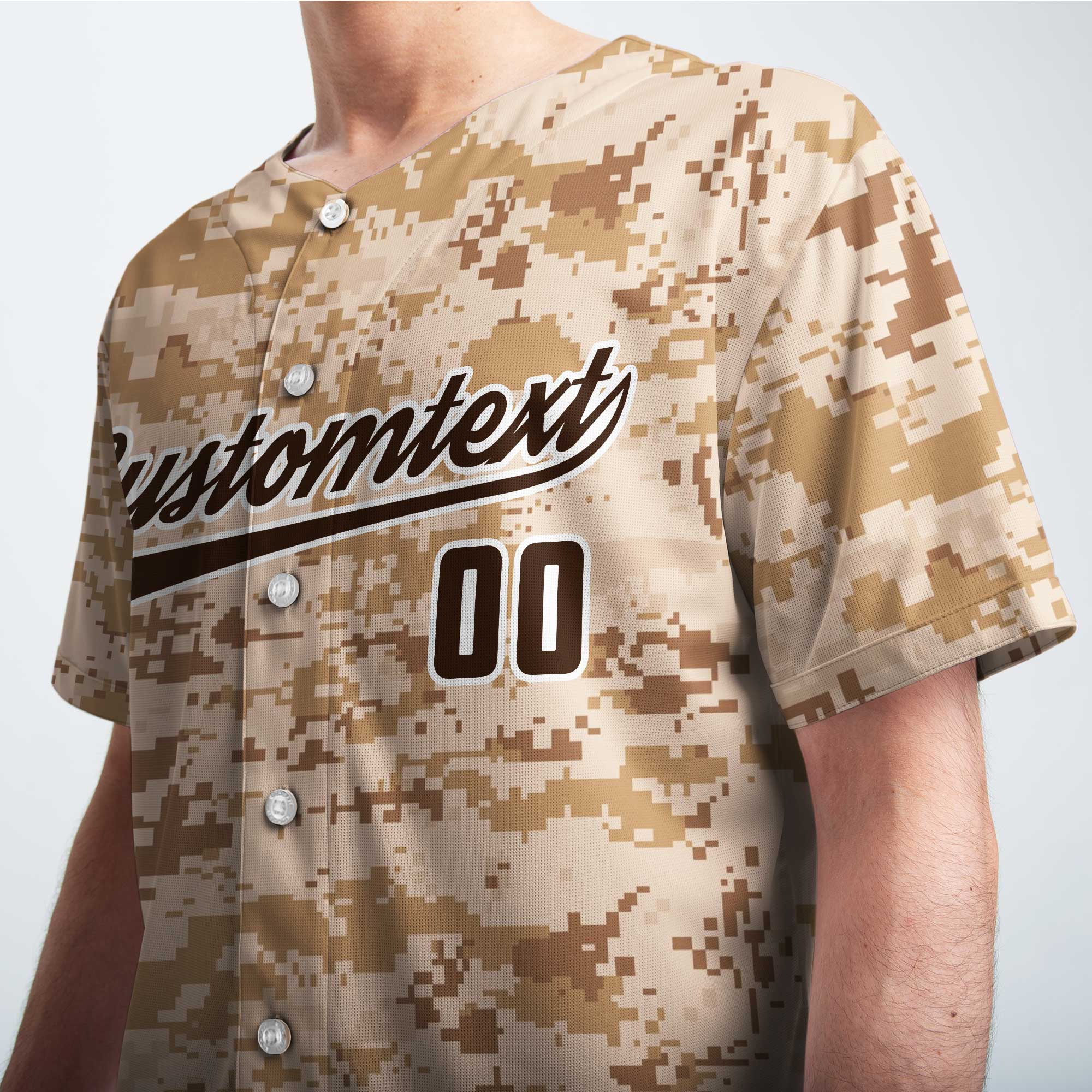 Custom Sand Camouflage Pattern Baseball Jersey