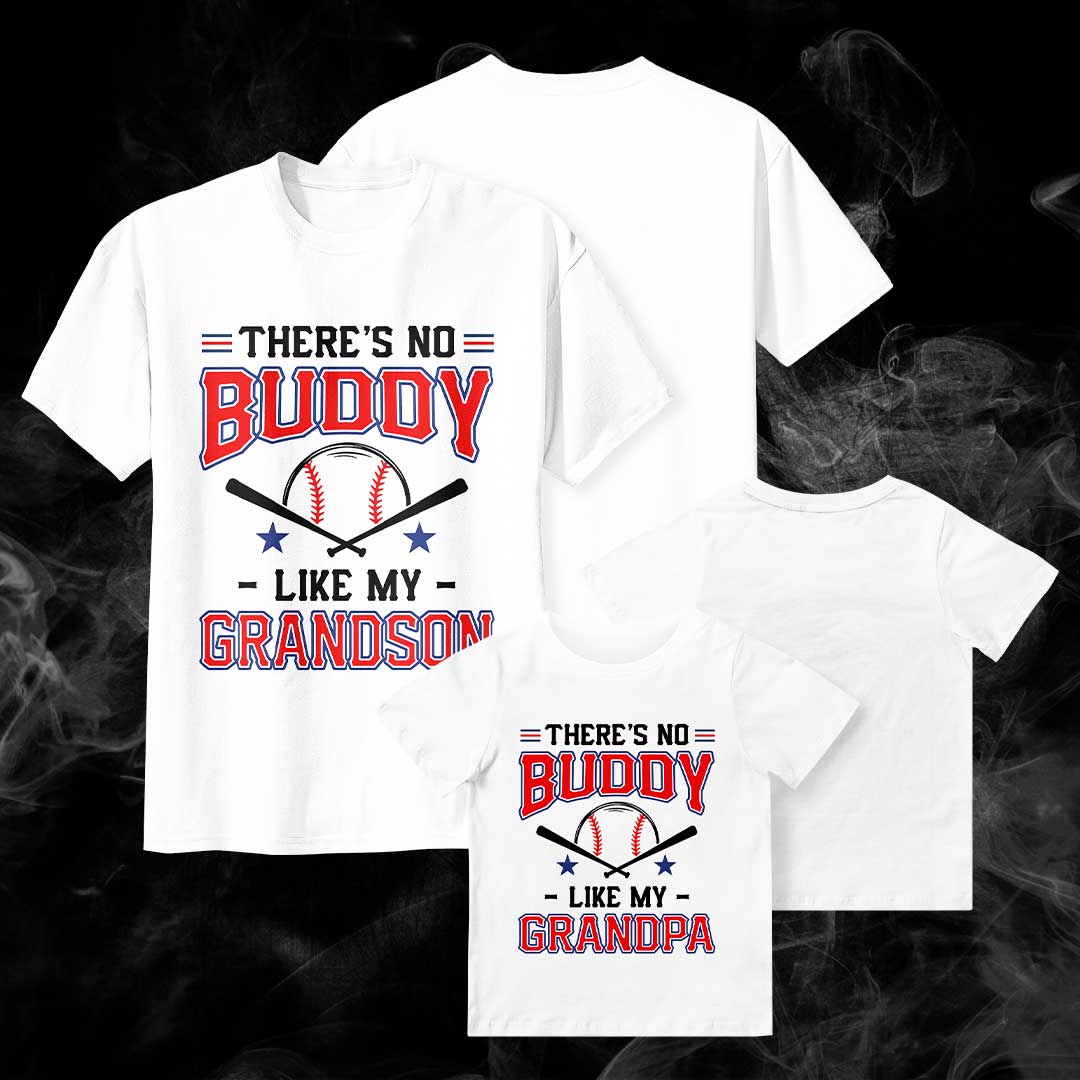 There's No Buddy Like Mine - Black White Baseball Matching T-Shirt