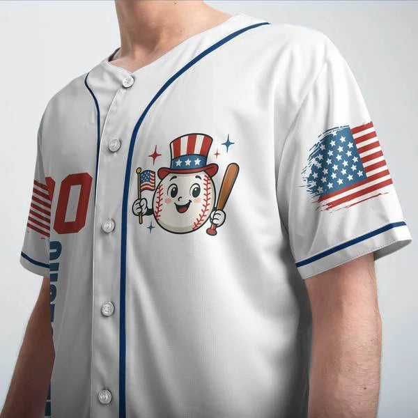 YOU LOOK LIKE THE 4TH OF JULY MAKES ME WANNA HIT A HOME RUN REAL BAD - Baseball Jersey - Patriotic American Jersey