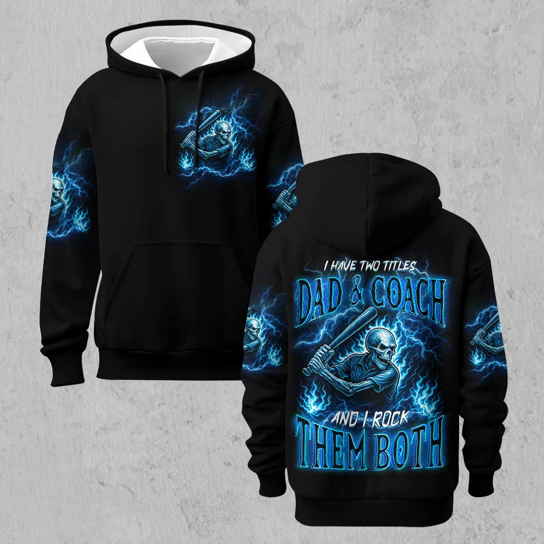 I Have Two Titles and I Rock Them Both - Custom Black Skull Baseball Hoodie