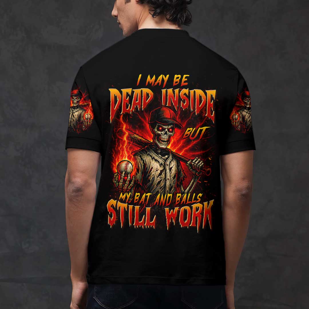 May Dead Inside But Bat and Balls Still Work All Over Print Skull Baseball T-Shirt