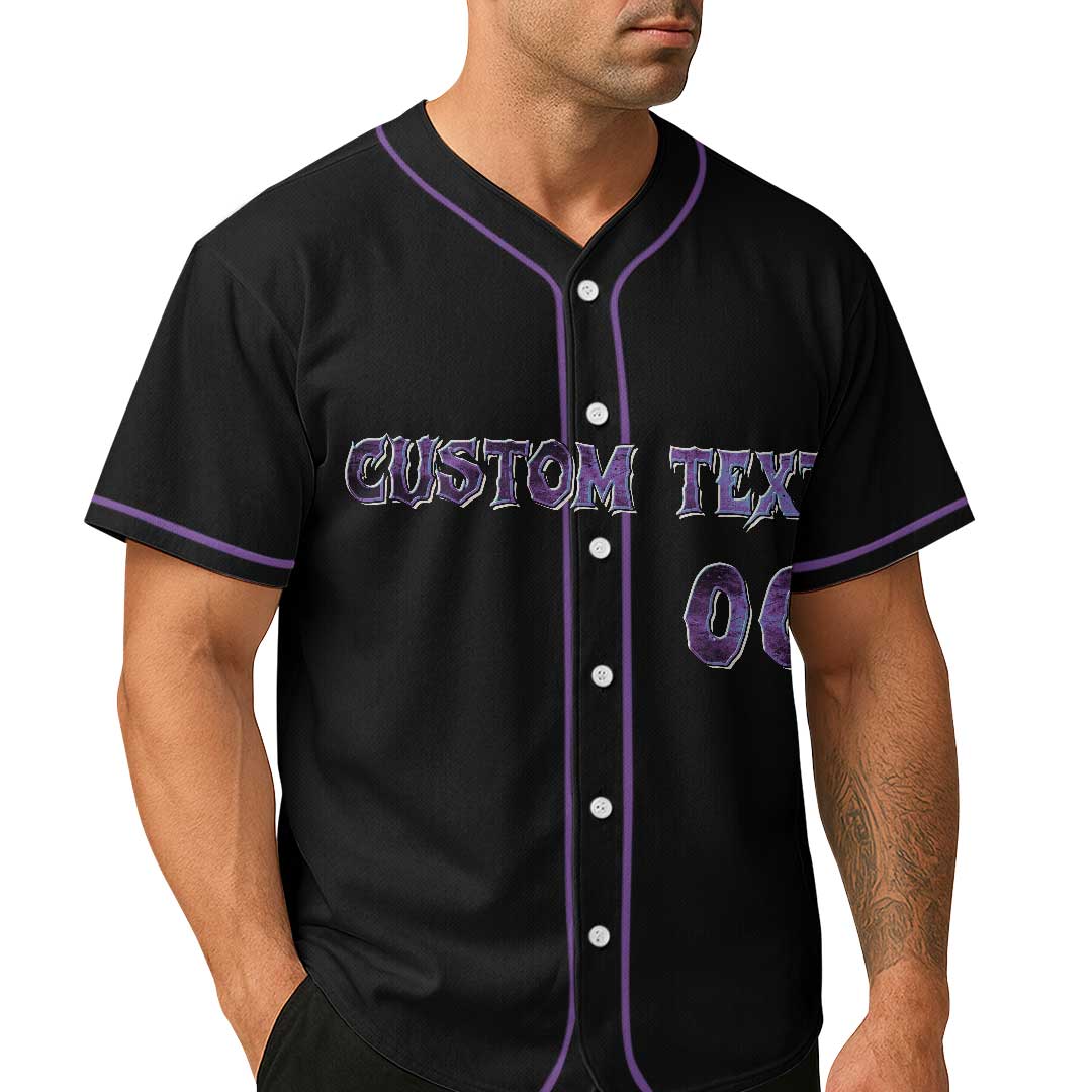 Thick Bat Wild Swing - Custom Black Skull Baseball Jersey