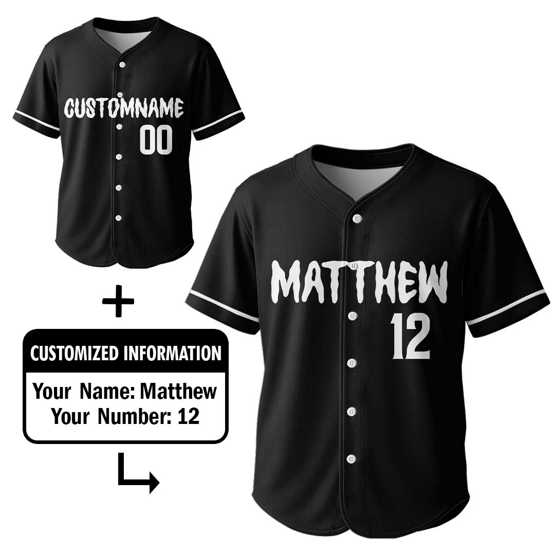 She Likes My Bat Not My Attitude - Custom Black Skull Baseball Jersey