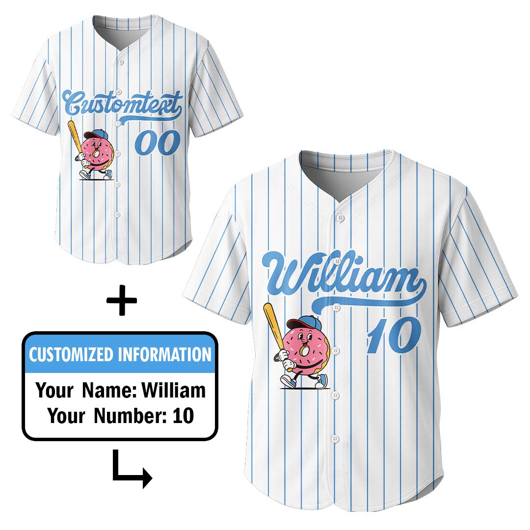 Donut Worry Just Swing - Custom Groovy White Baseball Jersey