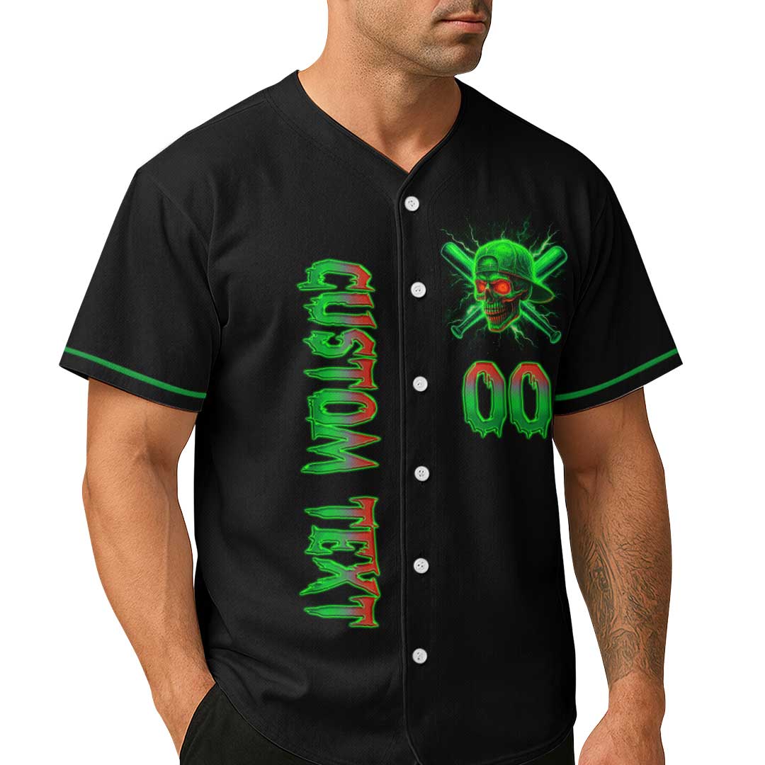 I Play Hardball - Custom Black Skull Baseball Jersey