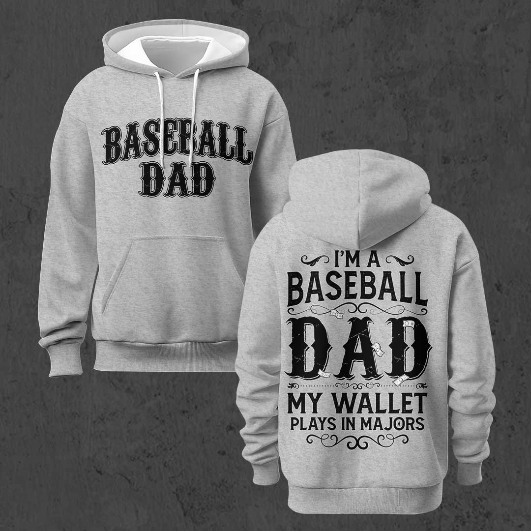 My Wallet Plays In Majors - Black and Grey Dad Baseball Hoodie
