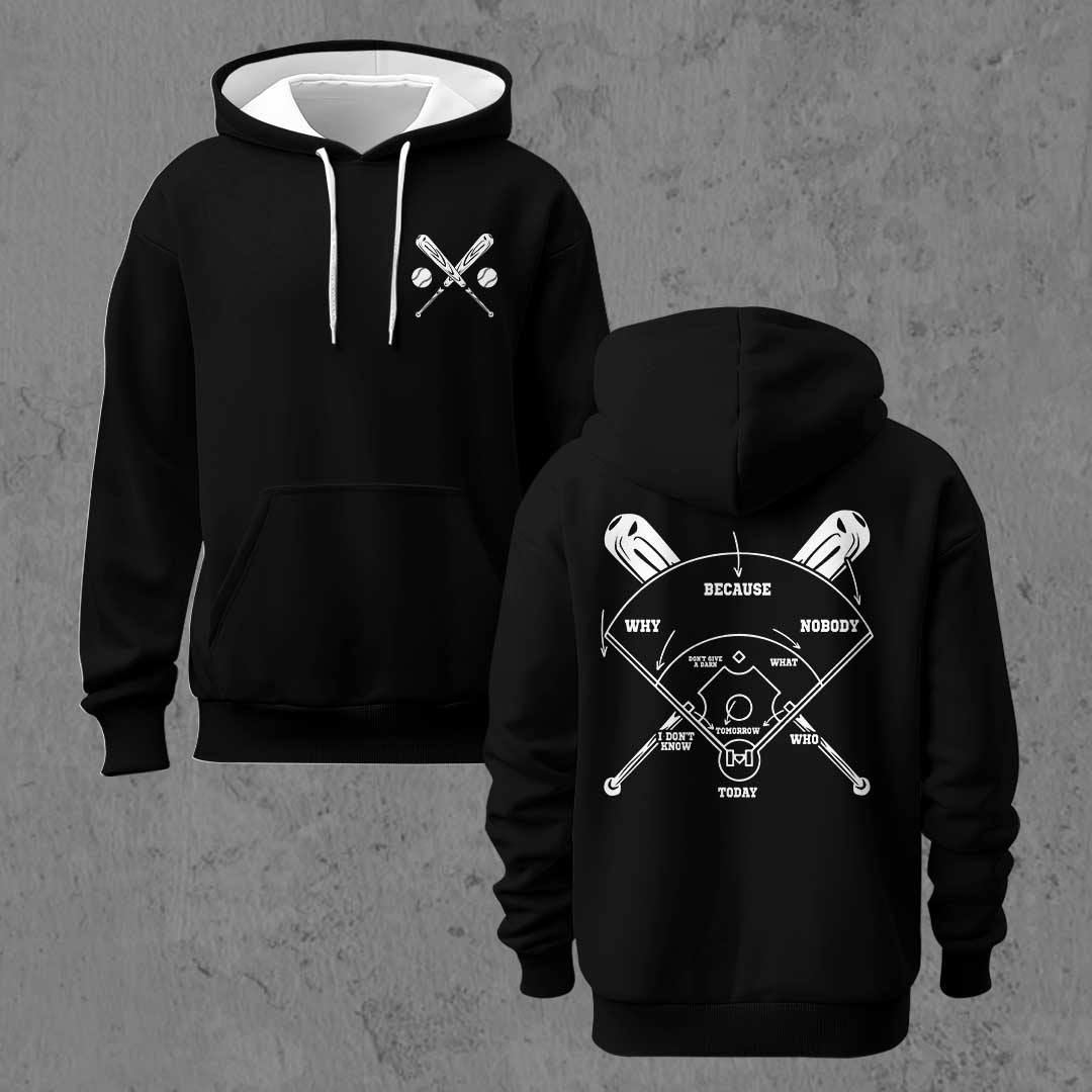 Who's On First Classic Comedy Routine - Black and Grey Baseball Hoodie