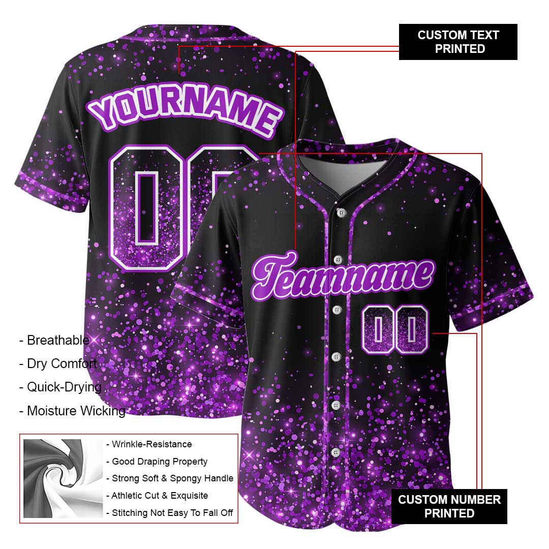 Custom Baseball Jersey With Glitter Texture