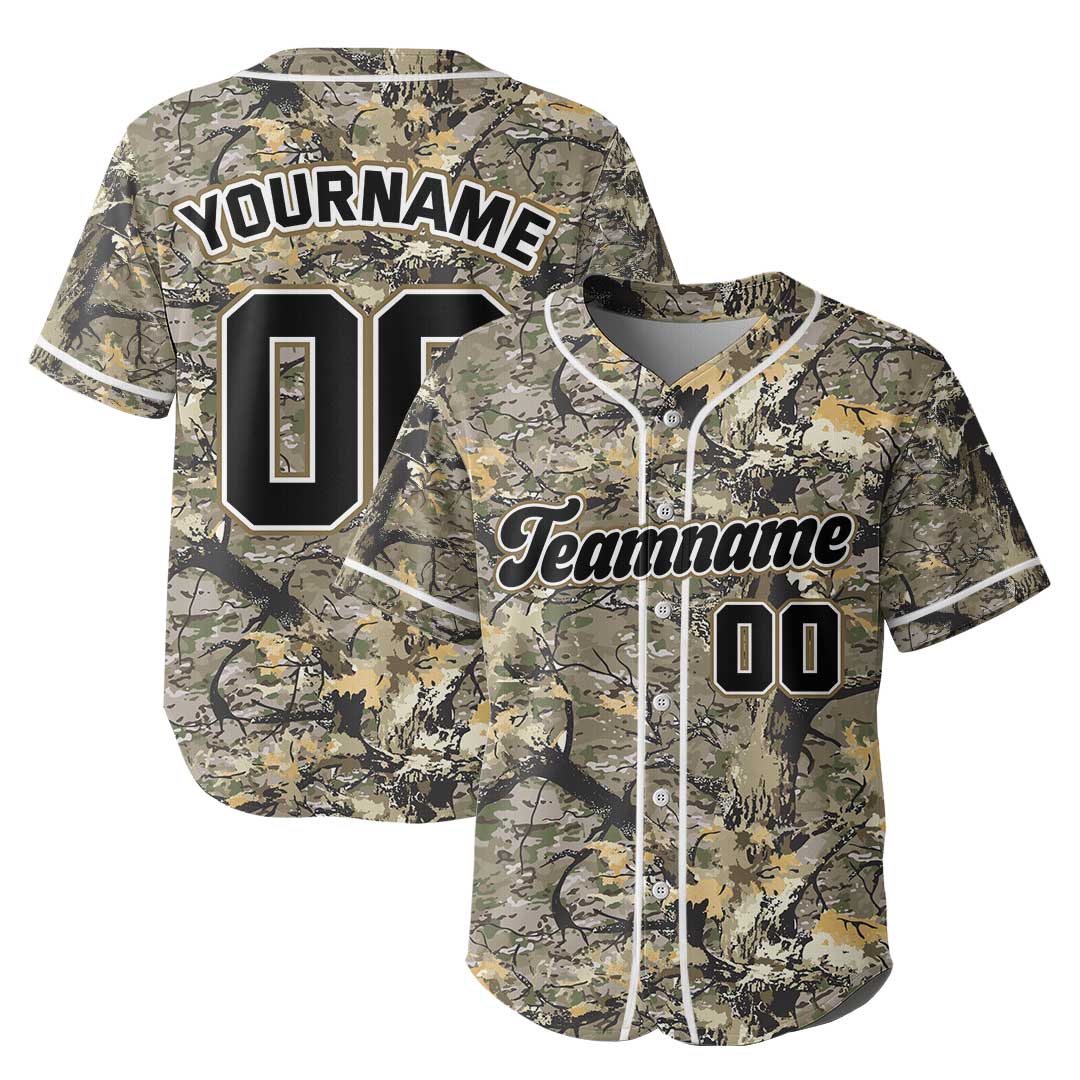Hunting Season Custom Baseball Jersey With Forest Pattern
