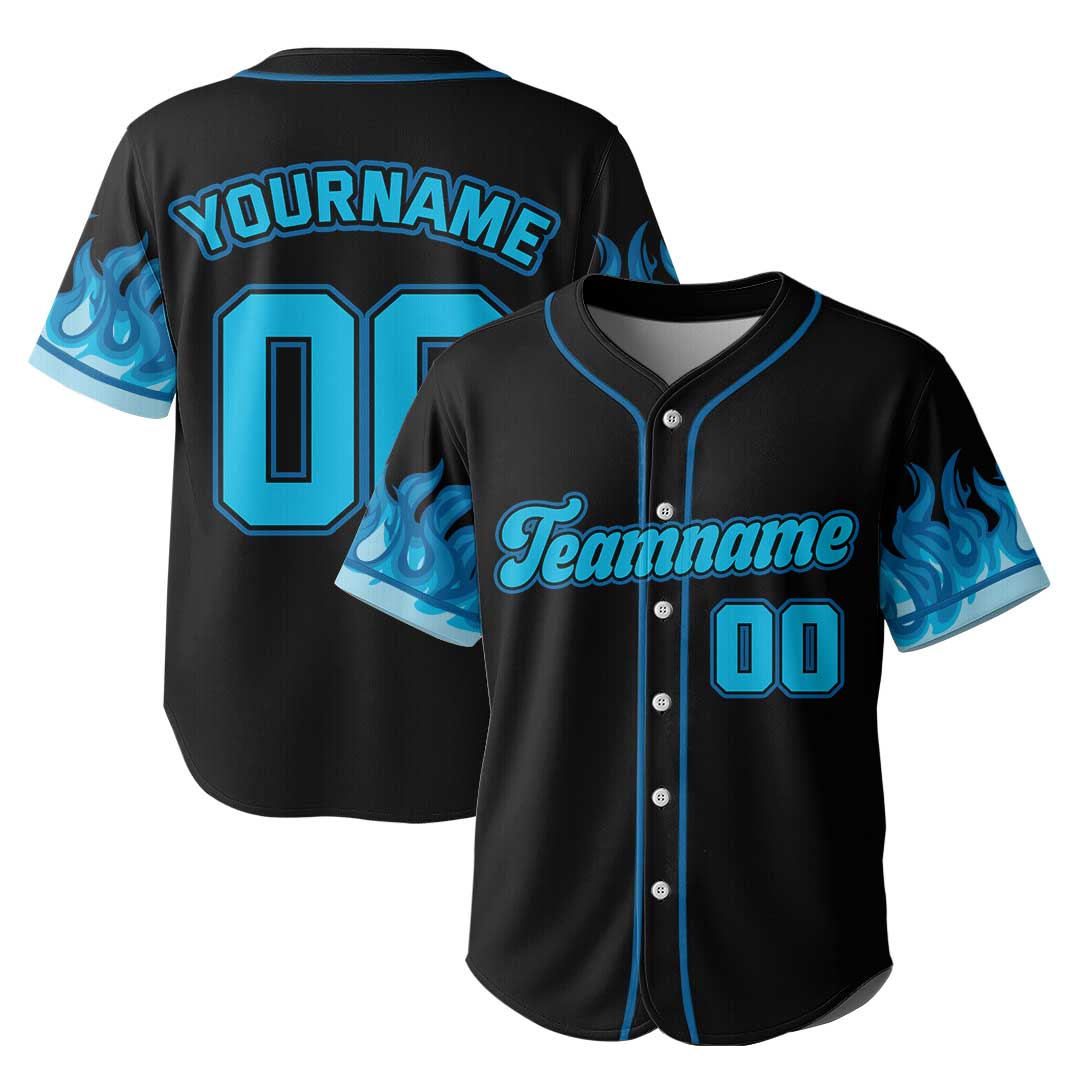 Custom Baseball Jersey with Flames Pattern