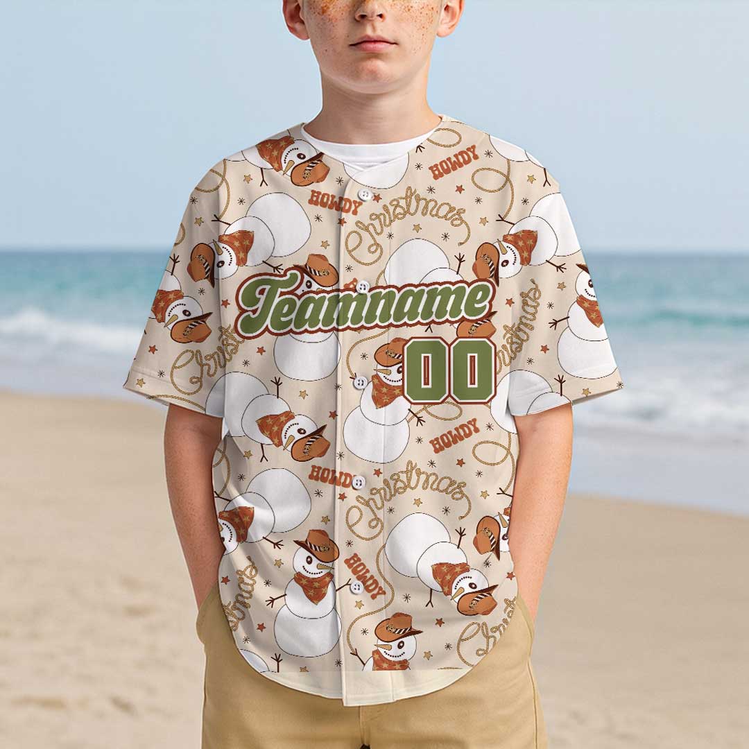 Custom Baseball Jersey with Howdy Christmas Pattern