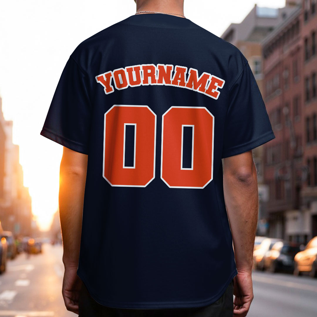 Custom Baseball Jersey with Orange Navy White Color