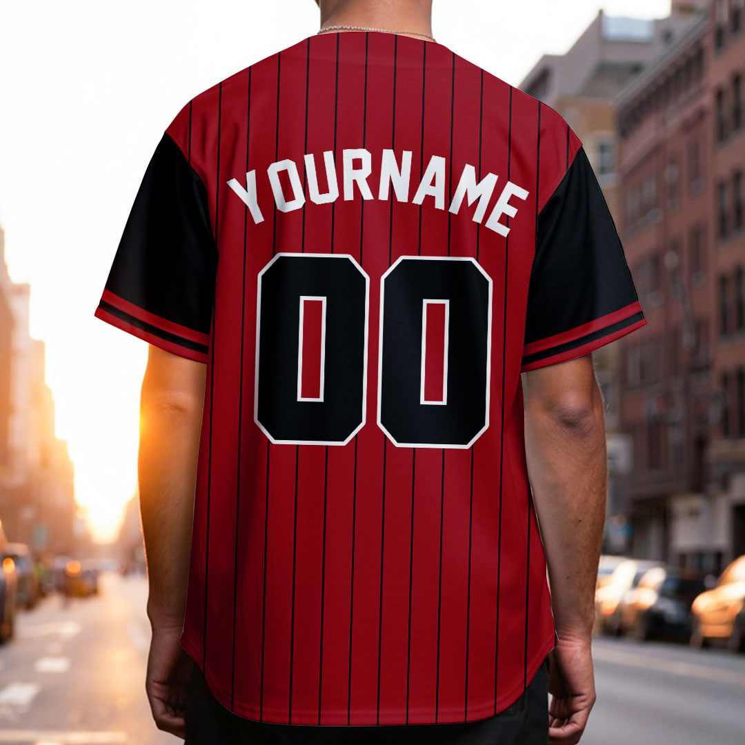 Custom Baseball Jersey with White Black Red Color