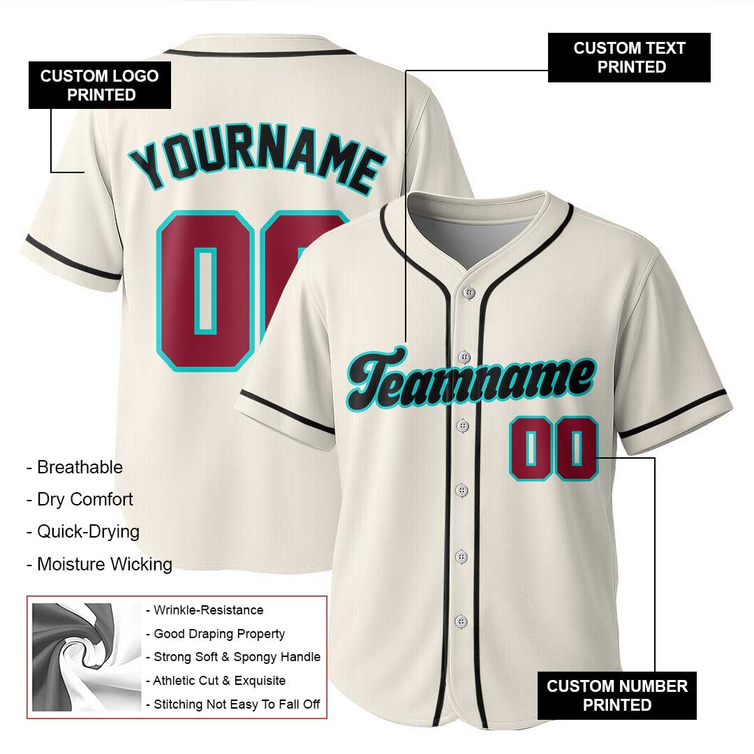 Custom Baseball Jersey with Cream Red Black