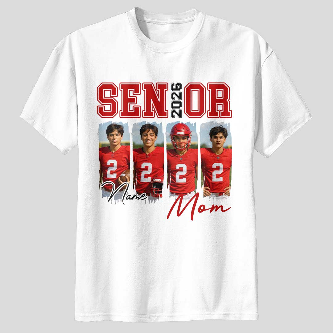 2026 Senior Football Mom - Custom Photo Football Tshirt