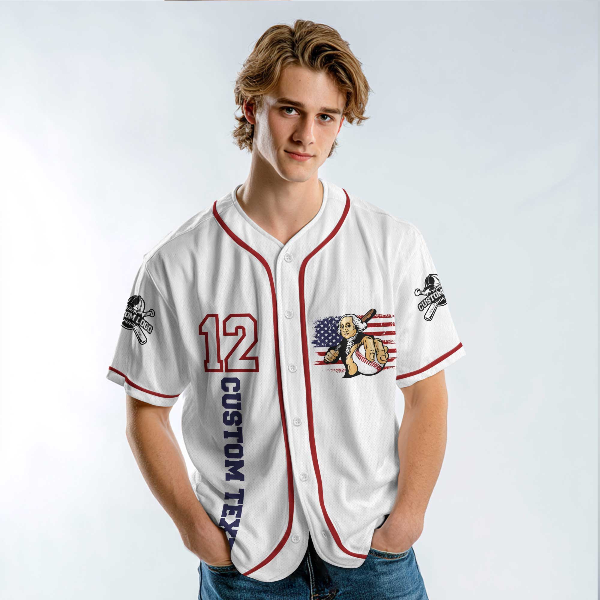 It's Time For Freedom - Custom White Red Pinstripes Baseball Jersey