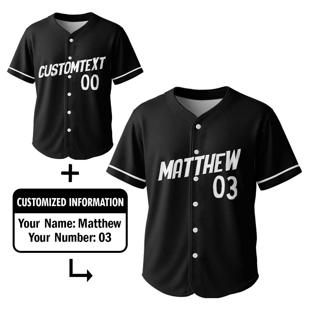 Dirty Balls and Long Games - Custom Black Skull Baseball Jersey