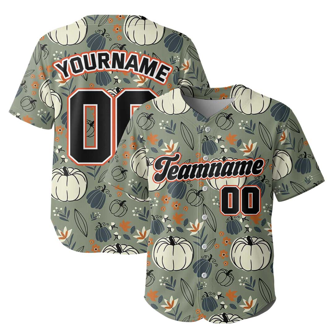 Custom Thanksgiving Baseball Jersey with Fall Season Pattern