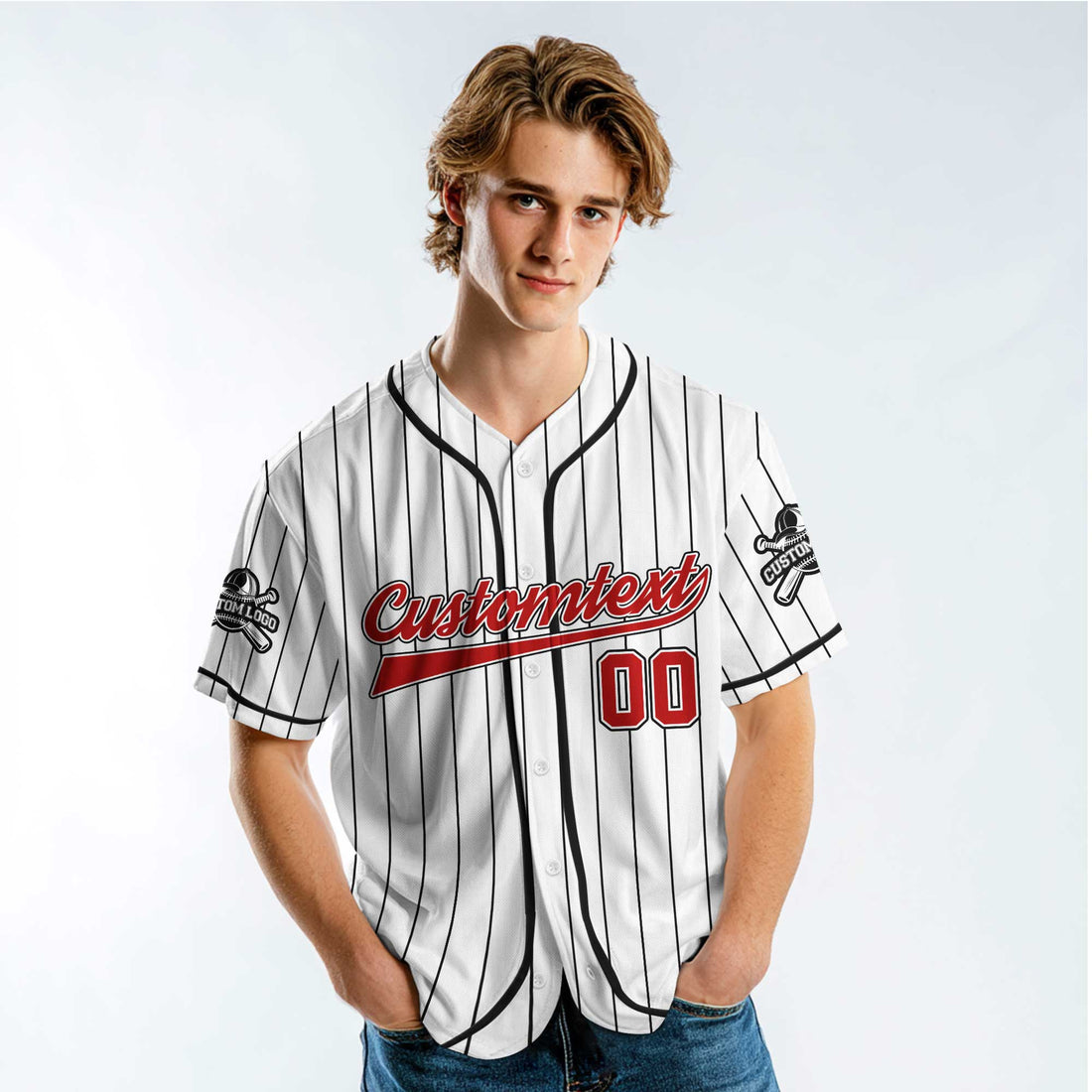 I May Be A Lefty But I'm Always Right - Custom White with Black Stripes Baseball Jersey