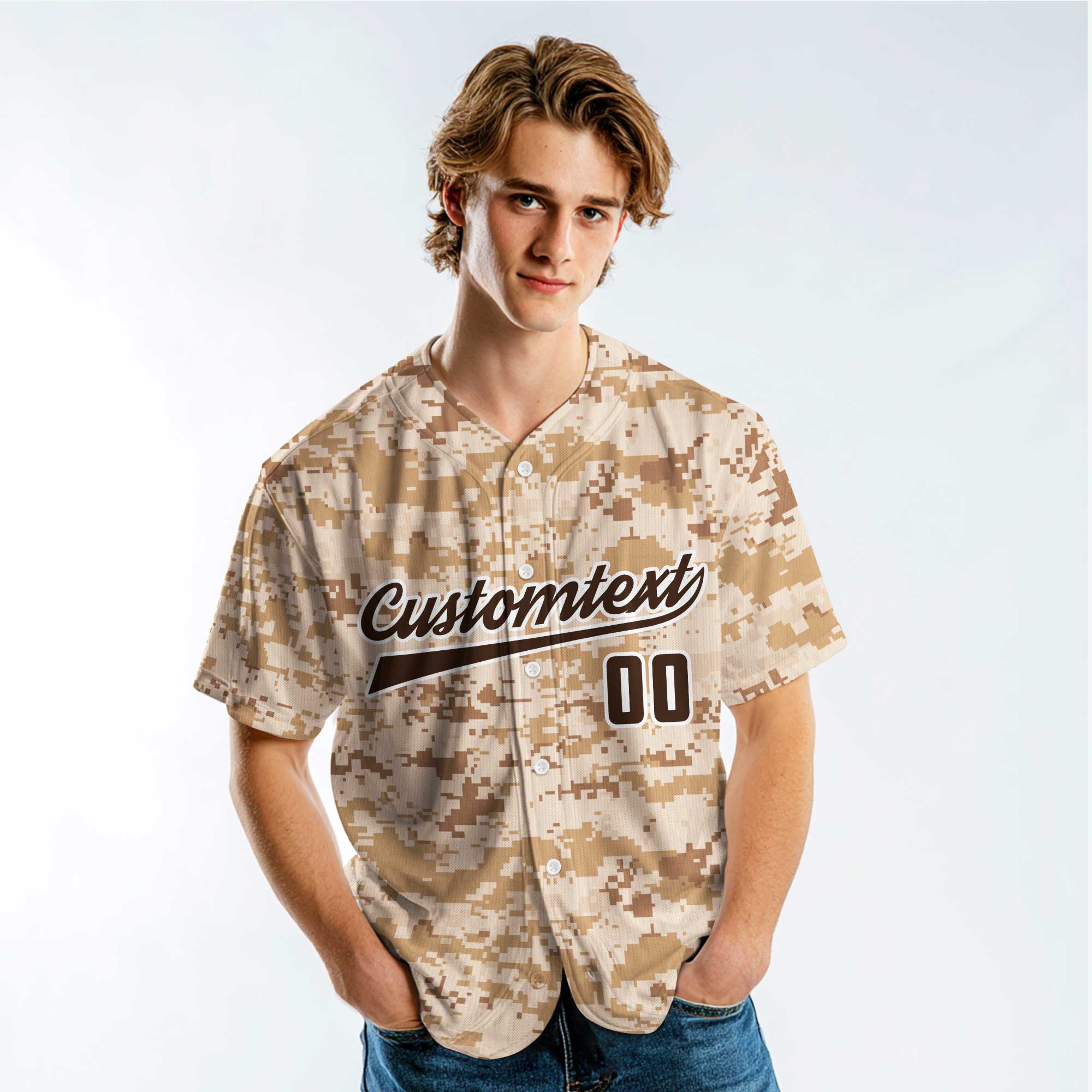 Custom Sand Camouflage Pattern Baseball Jersey