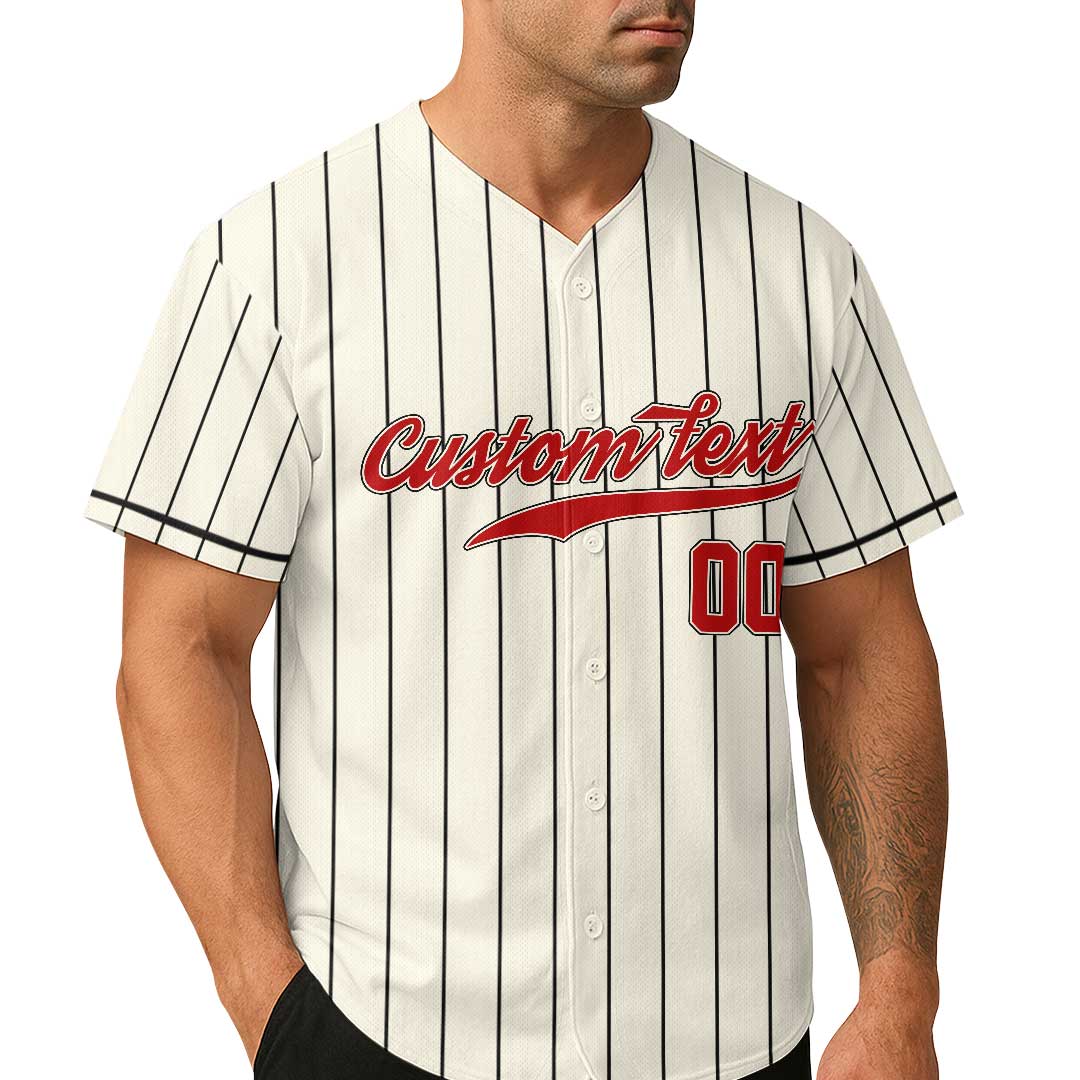 Stressed Blessed Baseball Obsessed - Custom Cream with Black Stripes Baseball Jersey