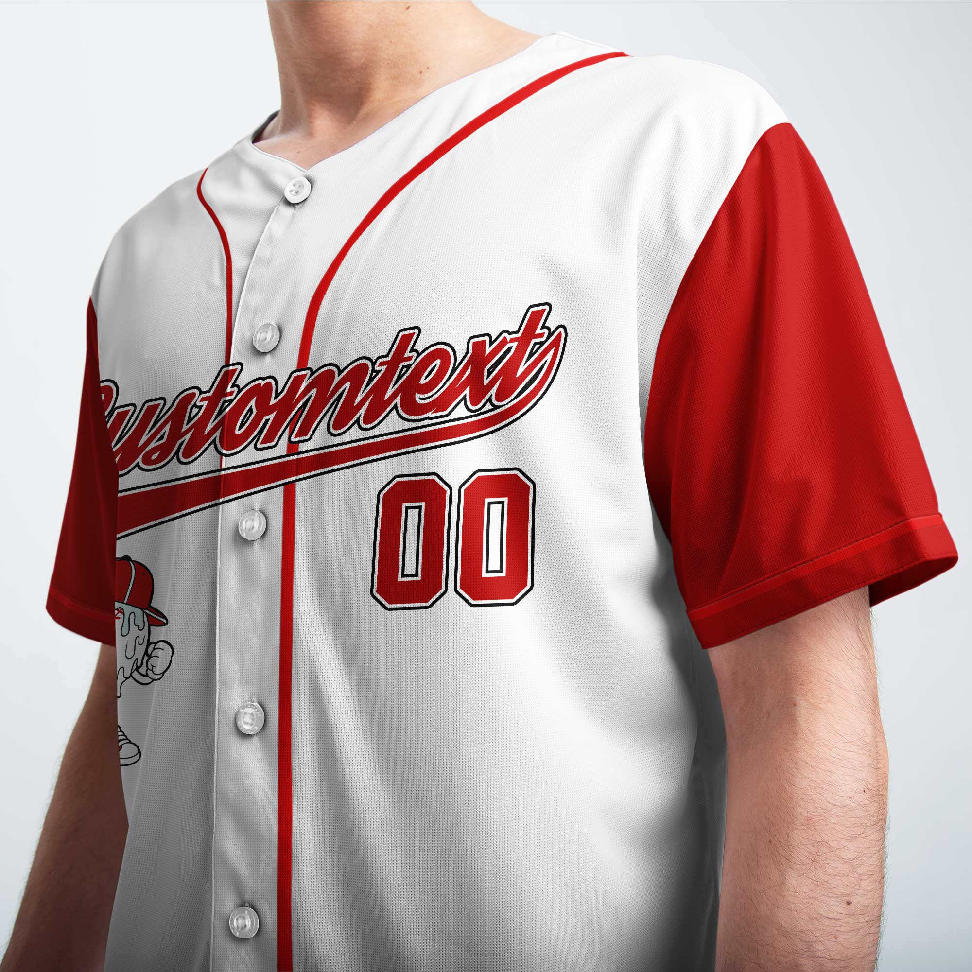 Hustle Hit Never Quit - Custom White and Red Raglan Baseball Jersey