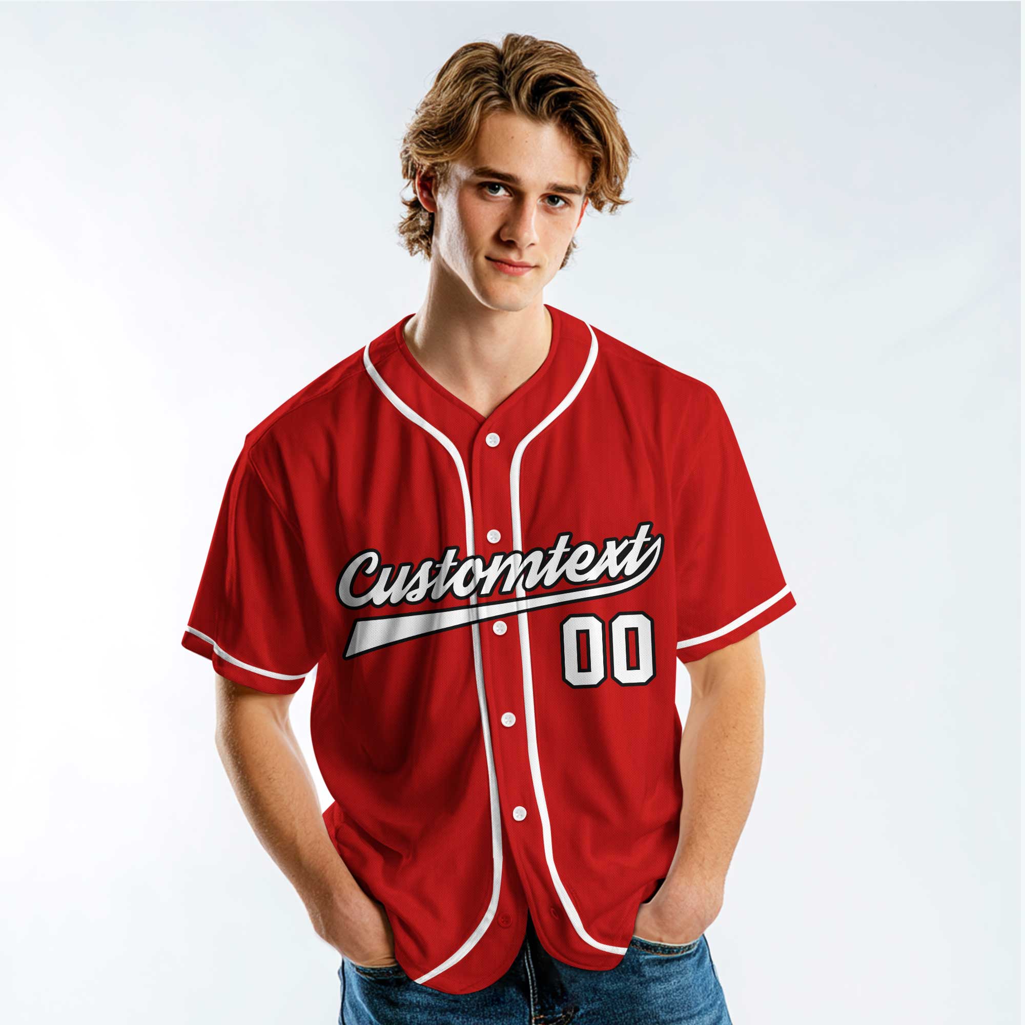 Baseball Lover Facts - Custom Red and White Stripes Baseball Jersey