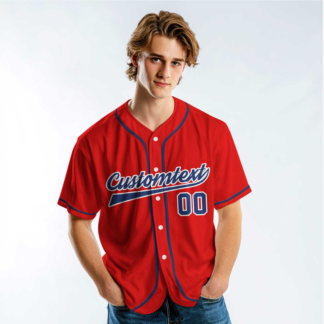 Rub Some Dirt On It - Custom Red and Navy Baseball Jersey