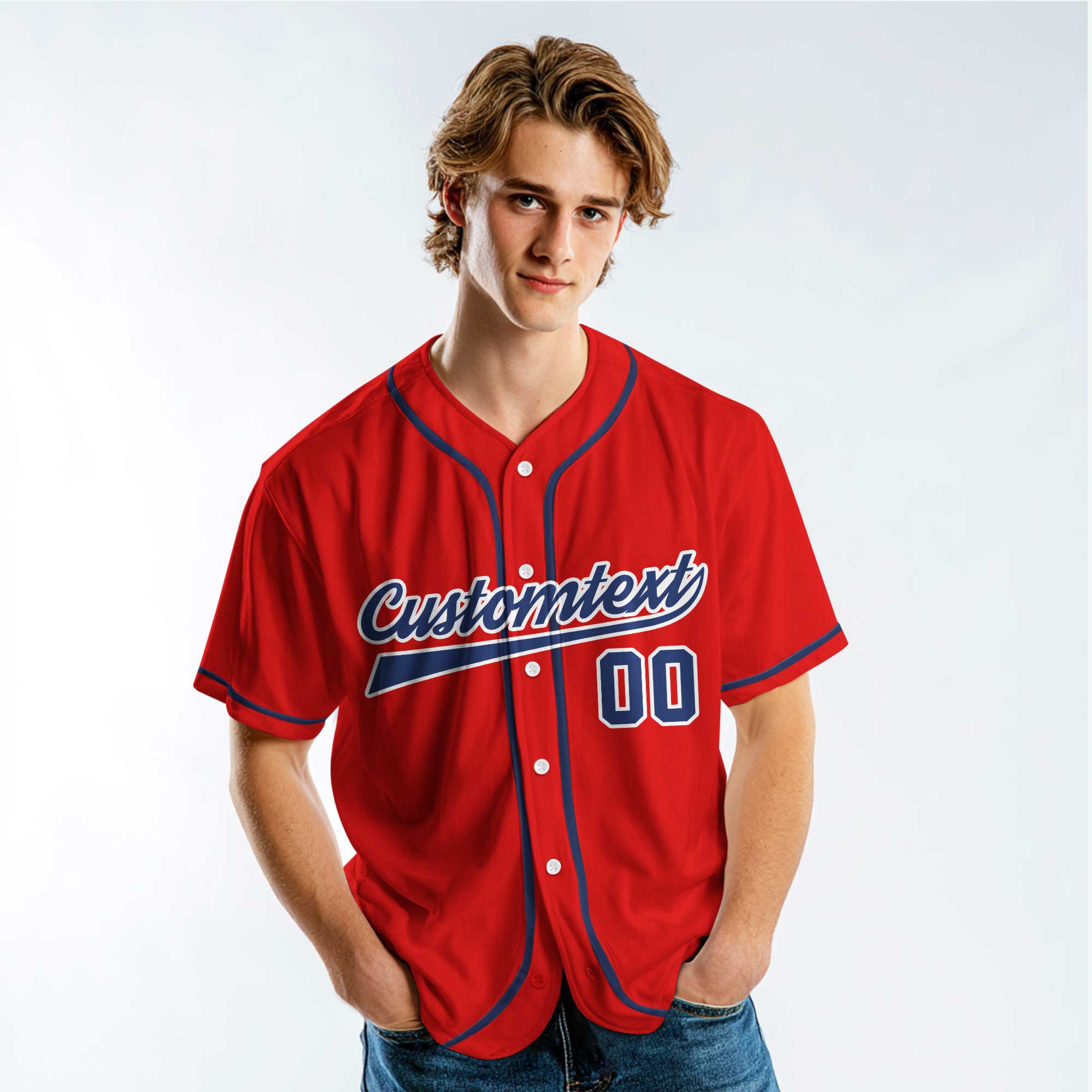 Rub Some Dirt On It - Custom Red and Navy Baseball Jersey