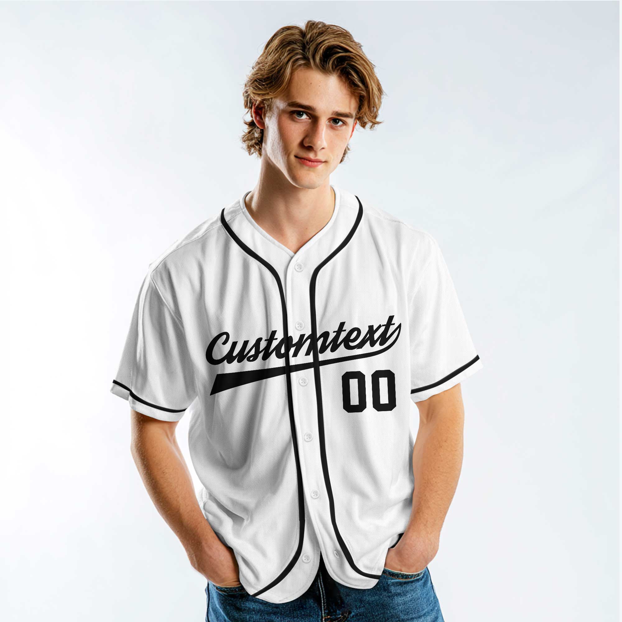 TRUE BALLER - Custom White Black Baseball Jersey