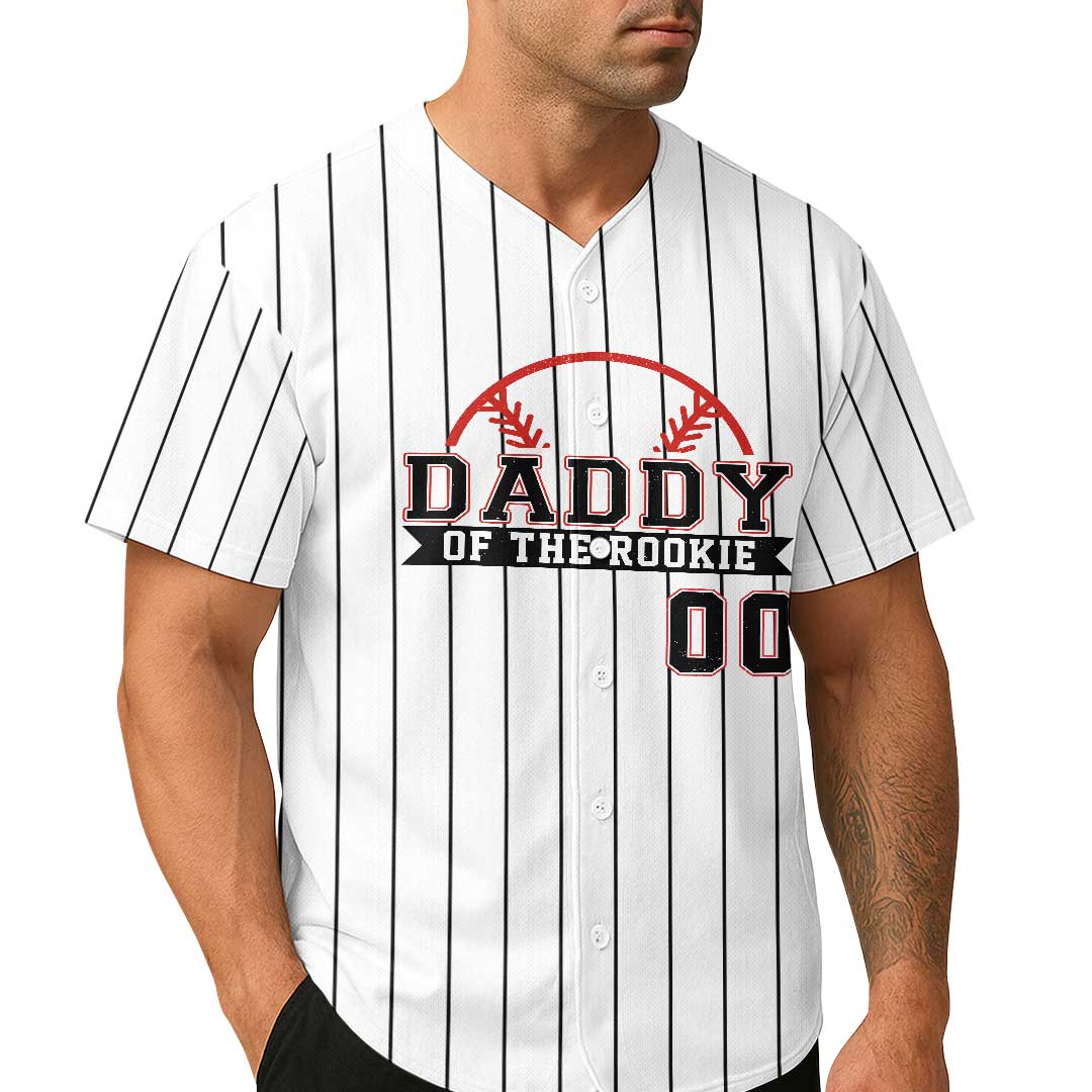 Daddy Of The Rookie My Heart Is On That Field - Custom White Black Stripe Baseball Jersey