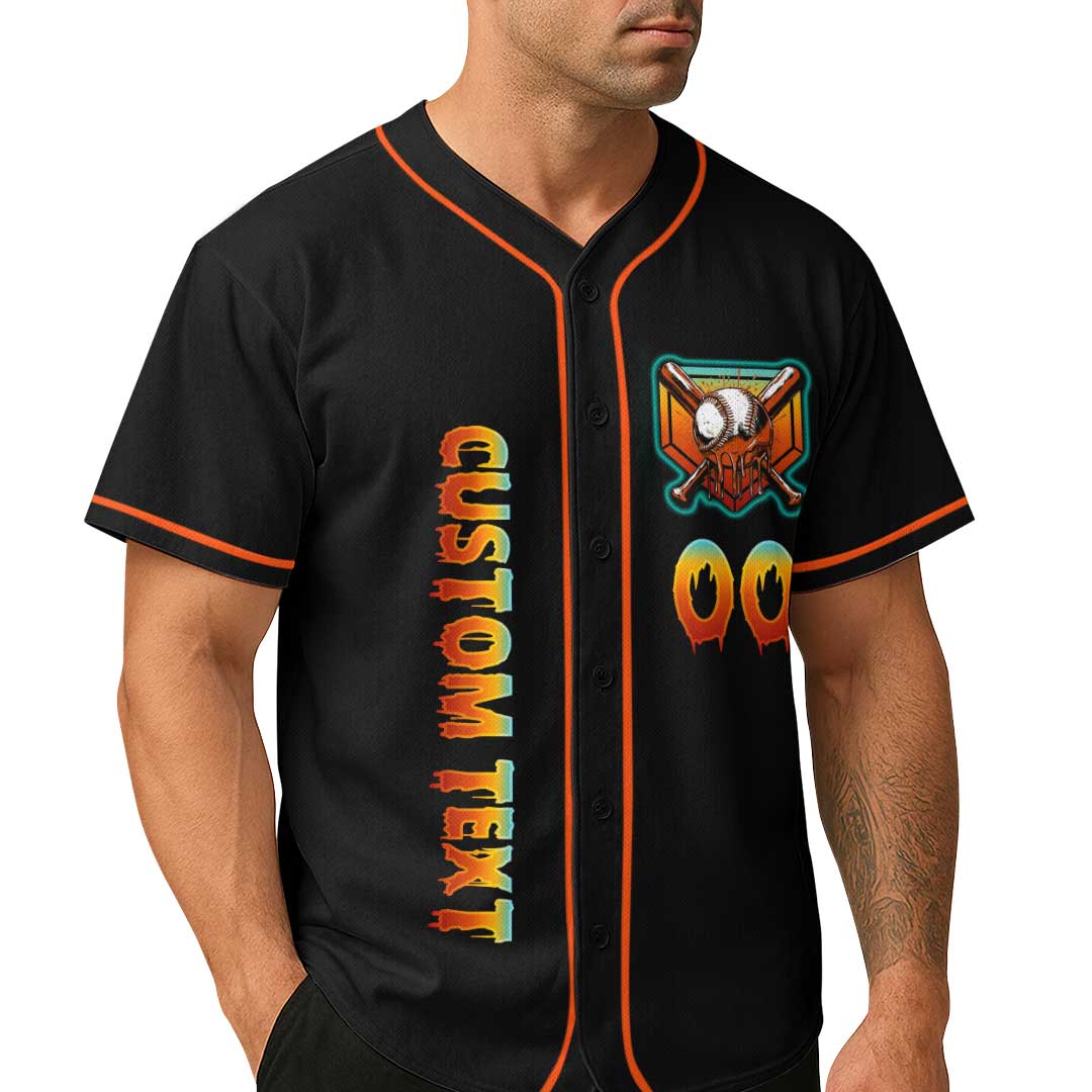 Hat Trick Or Treat - Custom Black and Orange Baseball Jersey